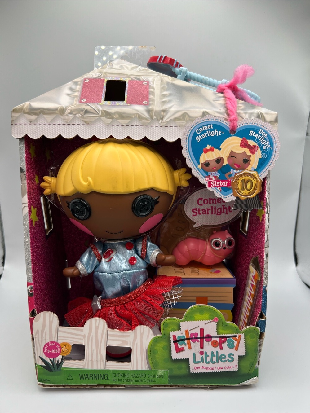 NEW Lalaloopsy Comet Starlight 7” Doll with Bookworm Pet Little Sister